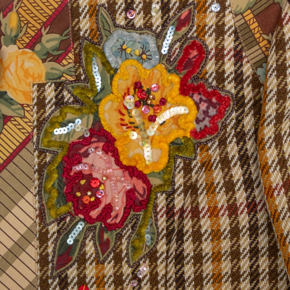 Vintage Christian Lacroix Paris Embroidered Floral Wool Jacket &amp; Skirt Set F - Picture 3 of 7
